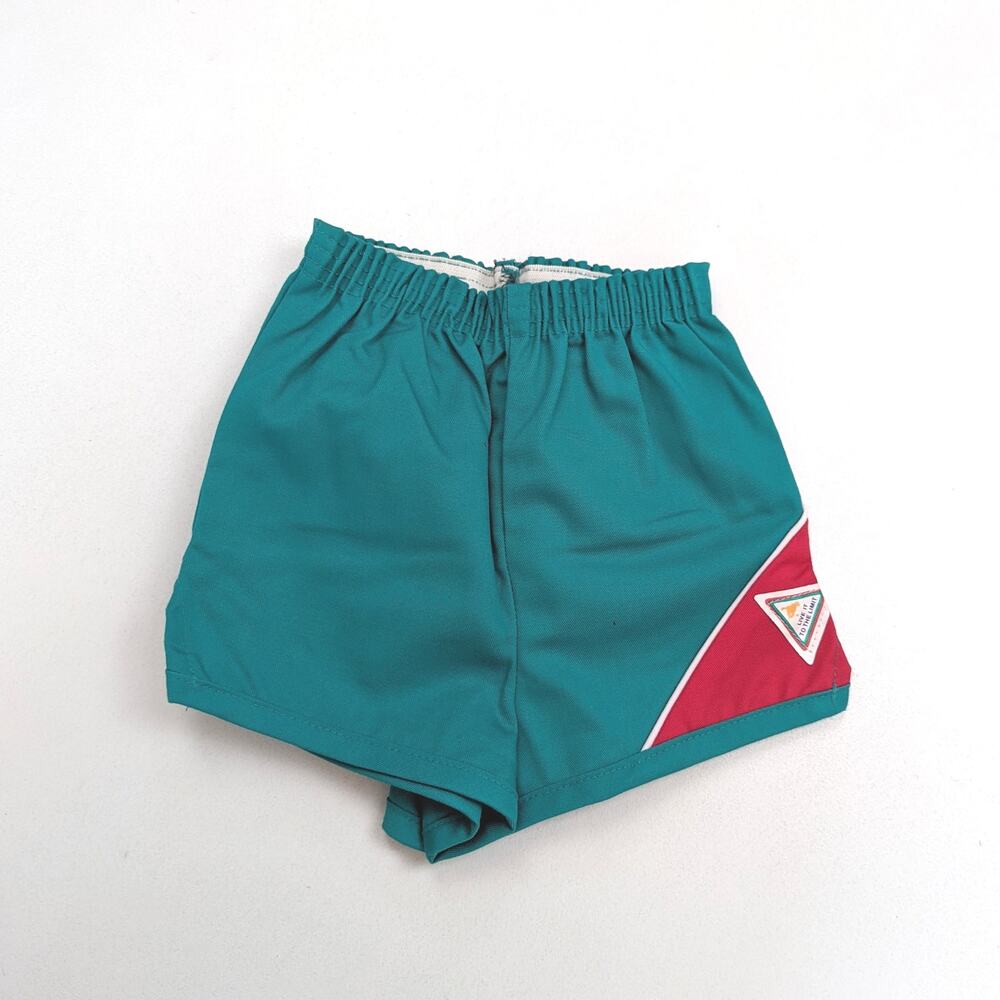Vintage Wrangler Shorts Children's Sz 5 Teal Colorblock 80s Track